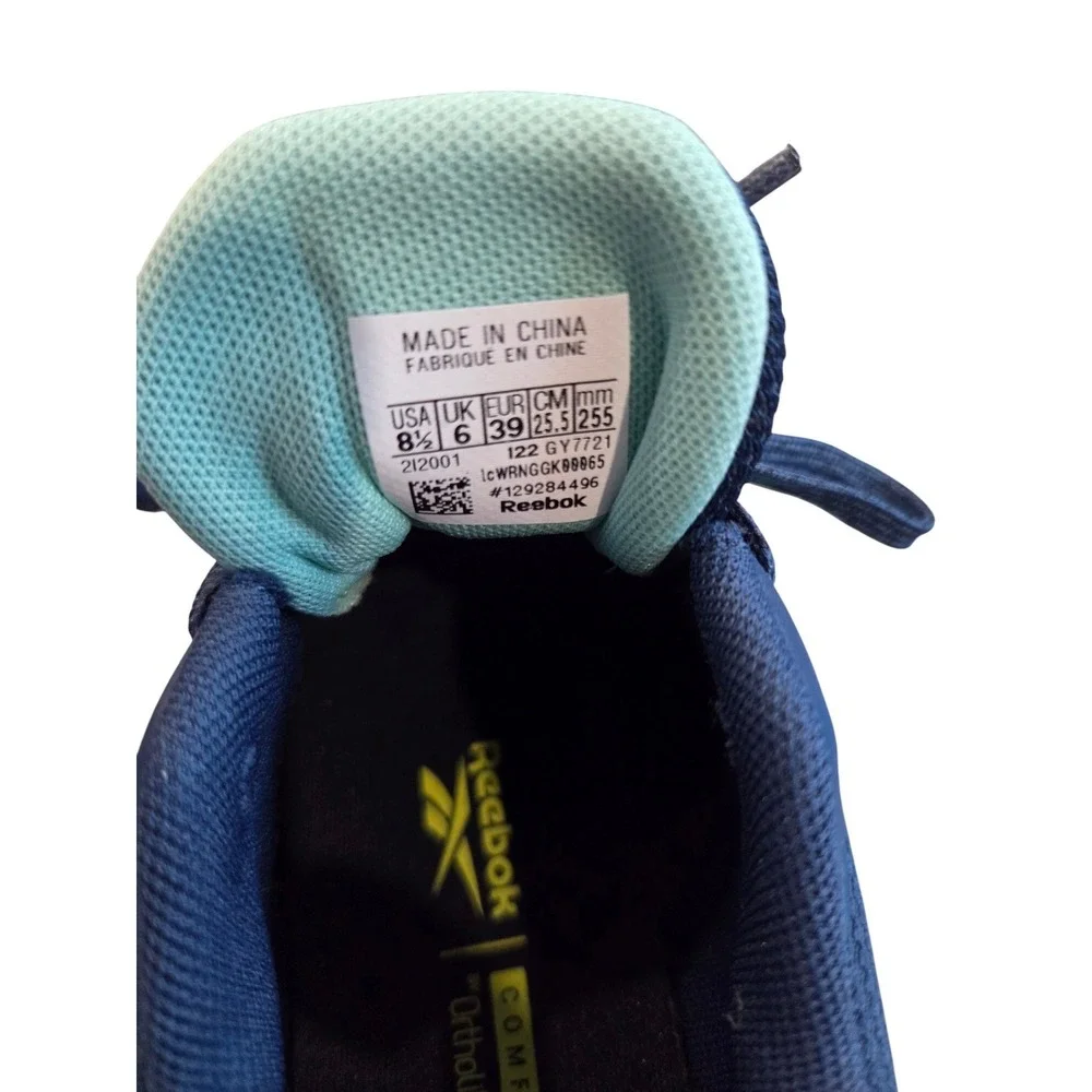 Reebok Womens Navy Mint Green‎ Running Shoes GY7721 Ortholite Sneakers Size 8.5
